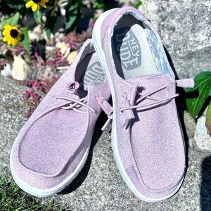 Hey Dude WENDY Womens Sz 7 Sparkling Rose Gold Slip On Casual Shoes Worn 30 Min!